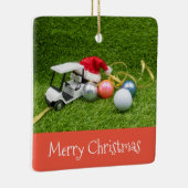 ゴルフボールとクリスマスギフトを備えたゴルフカート セラミックオーナメント (右)