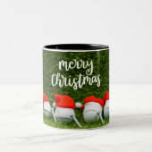 ゴルフボールとクリスマスハットを使用したゴルフクリスマス ツートーンマグカップ (中央)