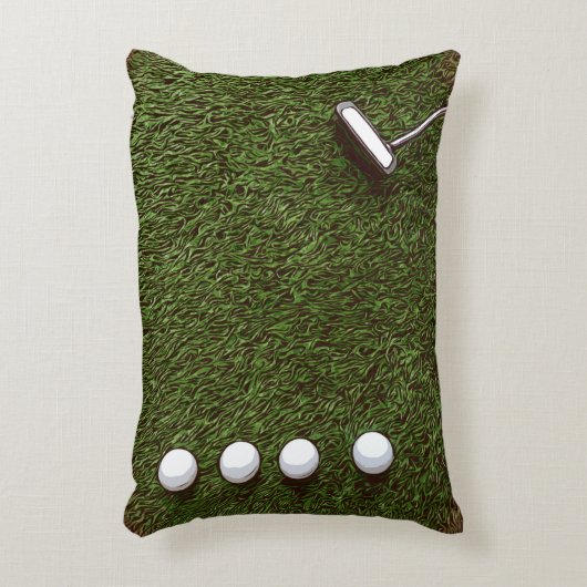 ゴルフボールとグラスのパターを持つゴルフの寝室 アクセントクッション (正面(垂直))