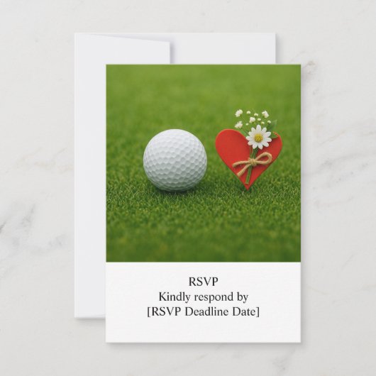 ゴルフボールとグリーンでのゴルフ ウェディング  出欠のご返事お願いします。 出欠カード (正面)