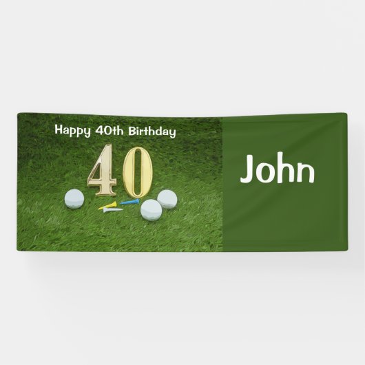 ゴルフボールとゴルファーのバナー付き40歳の誕生日 横断幕 (横)