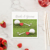 ゴルフボールとゴルファーへの愛結婚のティー スタンダードカクテルナプキン (インサイチュ)