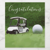 ゴルフボールとゴルフカートおめでとう ワインラベル (シングルラベル)