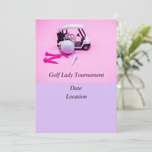 ゴルフボールとゴルフカートを用いたゴルフレディートーナメント 招待状 (スタンド正面)