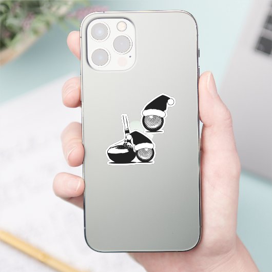 ゴルフボールとゴルフクラブのクリスマス シール (スマートフォン)