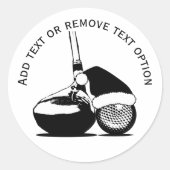 ゴルフボールとゴルフクラブのクリスマス ラウンドシール (正面)