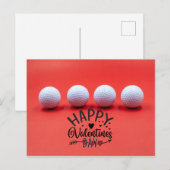ゴルフボールとゴルフバレンタインデーは赤い ポストカード (正面/裏面)