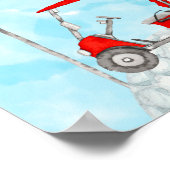 ゴルフボールとゴルフフラッグ水彩付きゴルフカート ポスター (角)