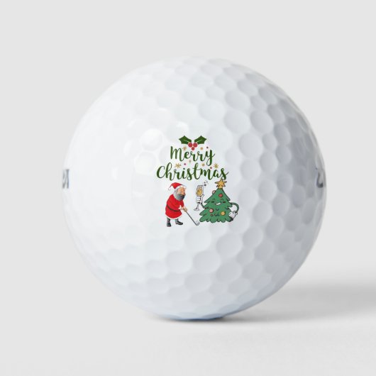 ゴルフボールとサンタクロースMerry Christmas golf ゴルフボール (正面)
