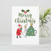 ゴルフボールとサンタクロースMerry Christmas golf シーズンカード (スタンド正面)