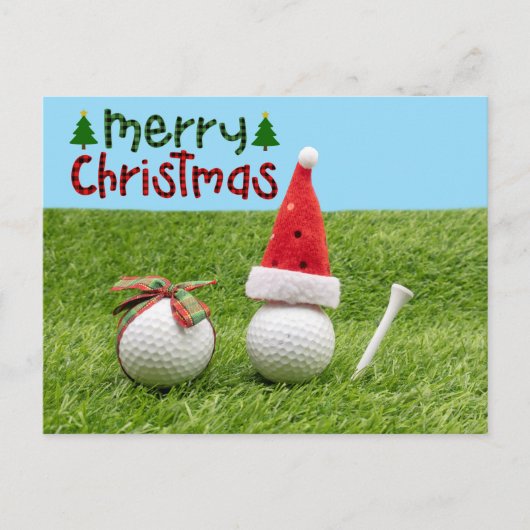 ゴルフボールとサンタクロースMerry Christmas golf ポストカード (正面)