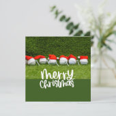 ゴルフボールとサンタハットを使用したゴルフクリスマスハット シーズンカード (スタンド正面)