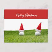ゴルフボールとサンタハットを使用したゴルフクリスマス シーズンポストカード (正面)