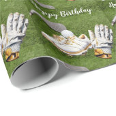 ゴルフボールとシューズをグリーンにしたゴルフの誕生日 ラッピングペーパー (ロールコーナー)