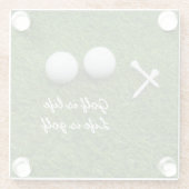 ゴルフボールとティーが緑の草の上にあるゴルフは人生である ガラスコースター (裏面)