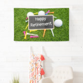 ゴルフボールとティーでゴルフを楽しく引退 横断幕 (インサイチュ)