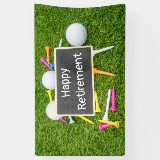 ゴルフボールとティーでゴルフを楽しく引退 横断幕 (縦)