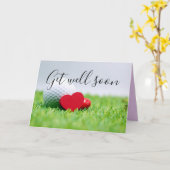 ゴルフボールとティーでゴルファーに早く回復してカード カード (黄色い花)