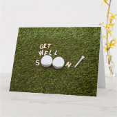 ゴルフボールとティーでゴルファーに近づく カード (黄色い花)