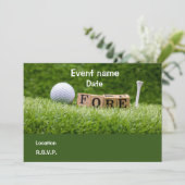 ゴルフボールとティーとビールパーTee招待 招待状 (スタンド正面)