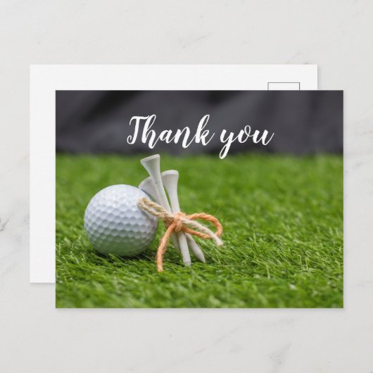 ゴルフボールとティーは緑の草の上にあ感謝している ポストカード (正面/裏面)
