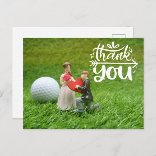 ゴルフボールとティーは緑の草の上結婚にある ポストカード (正面/裏面)