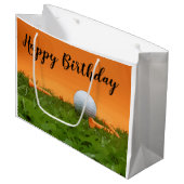 ゴルフボールとティーを備えたゴルフの誕生日抱き枕 ラージペーパーバッグ (正面アングル)