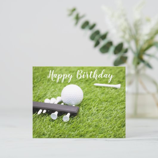 ゴルフボールとティーを備えたゴルフハッピーバースデー (スタンド正面)