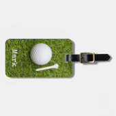 ゴルフボールとティーを有するゴルファーバッグラベル ラゲッジタグ (正面横)