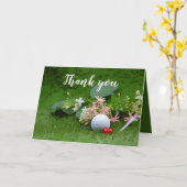 ゴルフボールとティーを花につけてありがとう カード (黄色い花)