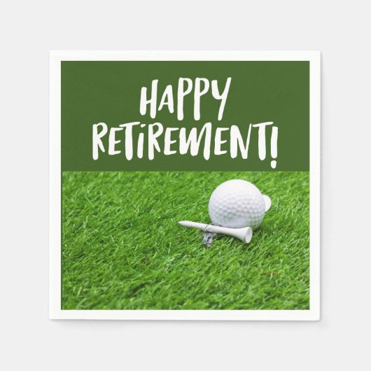 ゴルフボールとティーナプキとのゴルフハッピーリタイアメント スタンダードカクテルナプキン (正面)