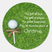 ゴルフボールとティー付きゴルフクリスマスシール ラウンドシール (正面)