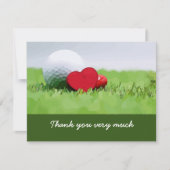 ゴルフボールとハートの愛とゴルフサンキューカード (正面)