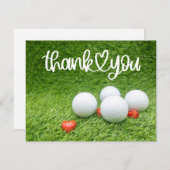 ゴルフボールとハートの愛とゴルフサンキューカード (正面/裏面)