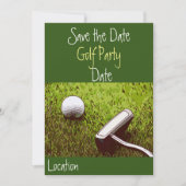 ゴルフボールとパターが緑の芝生の上の招待状 招待状 (正面)