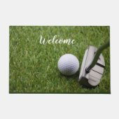 ゴルフボールとパターとのゴルフの幸せな退職 ドアマット (正面)