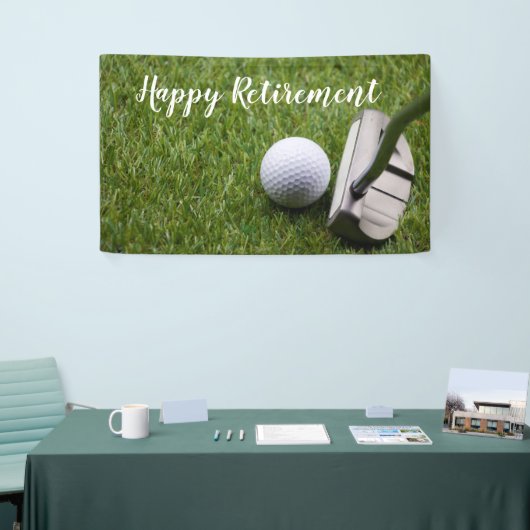 ゴルフボールとパターとのゴルフの幸せな退職 横断幕 (トレードショー)