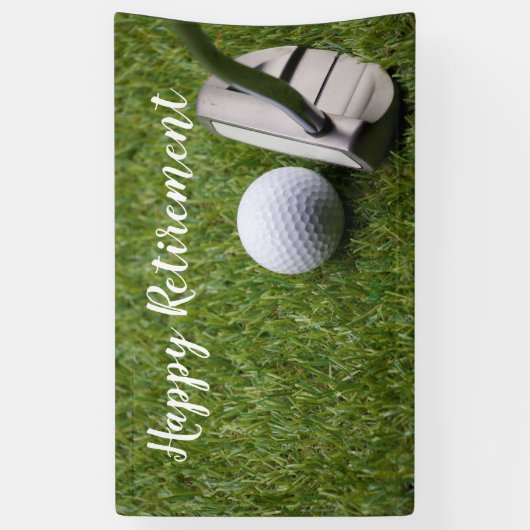 ゴルフボールとパターとのゴルフの幸せな退職 横断幕 (縦)