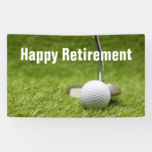 ゴルフボールとパターバーでゴルフを楽しく引退 横断幕 (横)