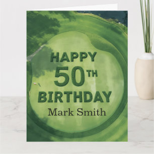 ゴルフボールとビールとティーで祝う50歳の誕生日 カード