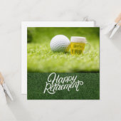 ゴルフボールとビールをグリーンに使用したゴルフの引退 カード (正面/裏面インサイチュ)