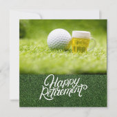 ゴルフボールとビールをグリーンに使用したゴルフの引退 カード (正面)