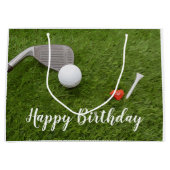 ゴルフボールとラブシェイプを持つゴルフの誕生日 ラージペーパーバッグ (正面)
