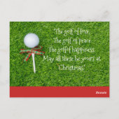 ゴルフボールとリボン付きティーを備えたゴルフクリスマス ポストカード (裏面)