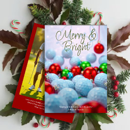 ゴルフボールと光沢のあるオーナメント・家族写真の赤 シーズンカード