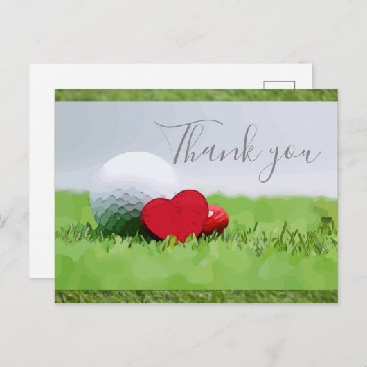 ゴルフボールと愛を持つゴルファーのためのサンキューカード ポストカード (正面/裏面)