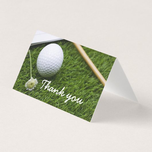 ゴルフボールと花ありがとう折りカード (正面)