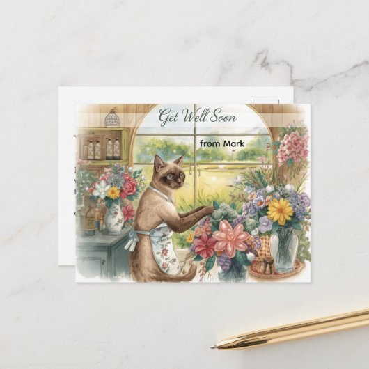 ゴルフボールと花でゴルフの回復を応援しよう ポストカード (正面/裏面インサイチュ)