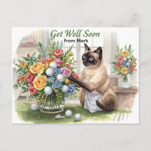 ゴルフボールと花でゴルフの回復を応援しよう ポストカード (正面)