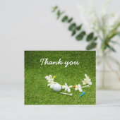 ゴルフボールと花のサンキューカードゴルファー ポストカード (スタンド正面)